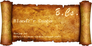 Blanár Csaba névjegykártya